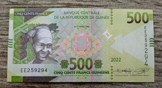Werty71 Гвинея 500 франков 2022 UNC банкнота
