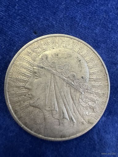 10 злотых Ядвига 1932 г. БЕЗ КЛЕЙМА ПОД ЛАПОЙ!!!