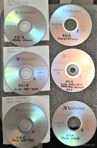 DVD MP3 дискография ASIA, Geoffrey DOWNES, John WETTON, Steve HOWE (CD & Vinyl rip) - 6 DVD