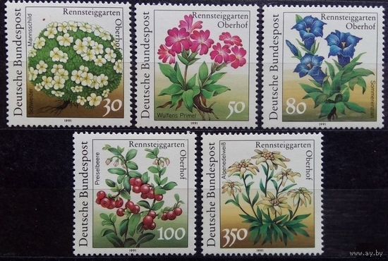 Растения, Флора Цветы Германия, 1991 год, 5 марок **