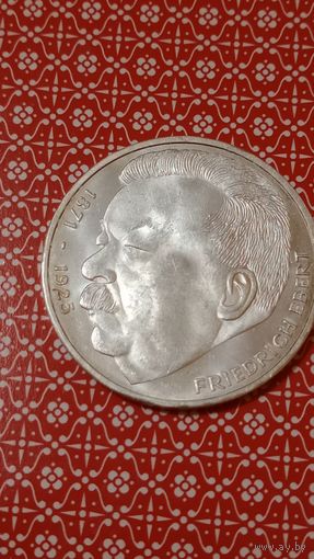 Германия 5 марок серебро 1975 Эберт