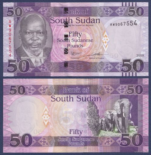Южный Судан, 50 фунтов 2019 г., P-14 (Джон Гаранг де Мабиор), UNC