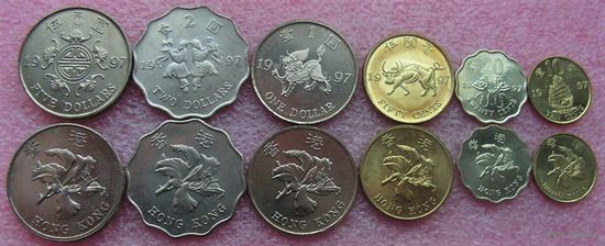 Гонконг. набор 6 монет 10, 20, 50 центов 1, 2, 5 долларов 1997 год  "Возврат Гонконга под юрисдикцию Китая"