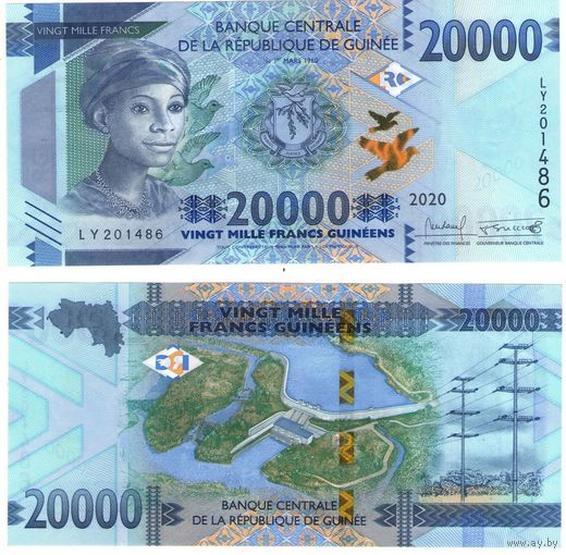 Гвинея 20000 франков 2020 год UNC