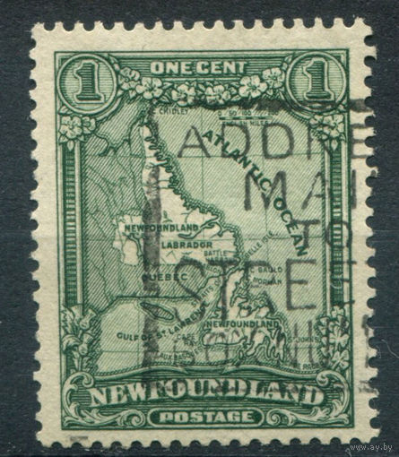 Британские колонии - Ньюфаундленд - 1928г. - карта, 1 с - 1 марка - гашёная [Mi 129]. #3-WB-94-A-1