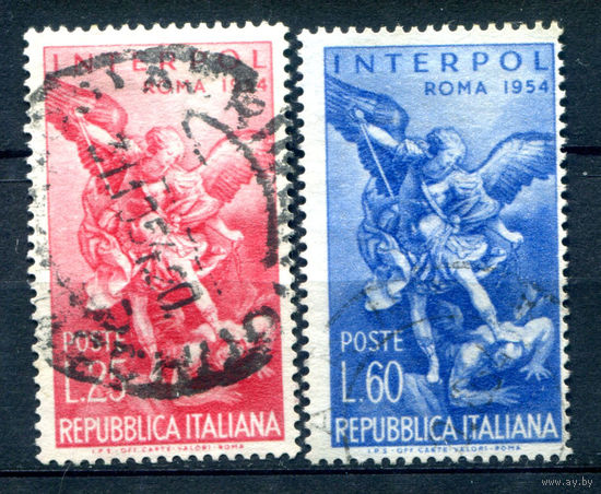 Италия - 1954г. - конференция Интерпола - 2 марки - полная серия, гашёные [Mi 917-918]. #1-It-22-B-1
