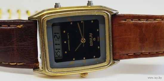 Часы "Anker" оригинал, alarm chronograph, полностью исправные,Золочение?