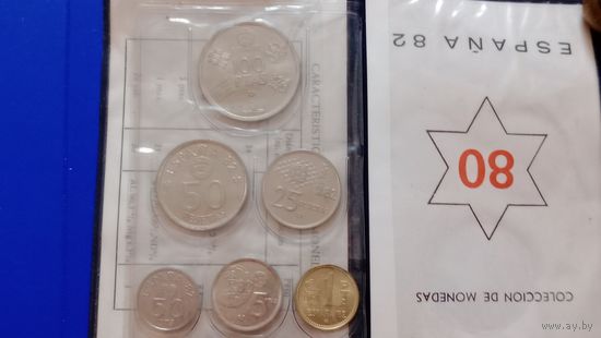 Испания комплект монет 1980 6 штук футбол 82
