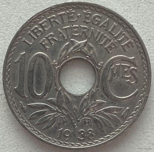 Франция 10 сантимов 1938 г.