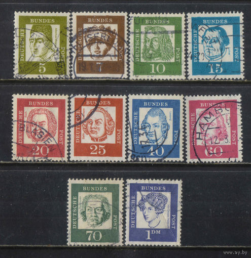 Германия ФРГ 1961-4 Известные немцы Стандарт #347-8,350-3,355,357-8,361
