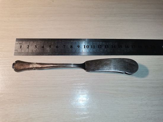 Нож для масла, латунь в посеребрении, длина 16.5 см., клеймо.