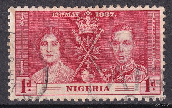 22.BrKS. Великобритания. Колонии.  Нигерия. Коронация Георга VI и Елизаветы. 1937 г. 1P.  Mi.#43.