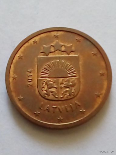 Латвия.2 евроцента 2014 г.