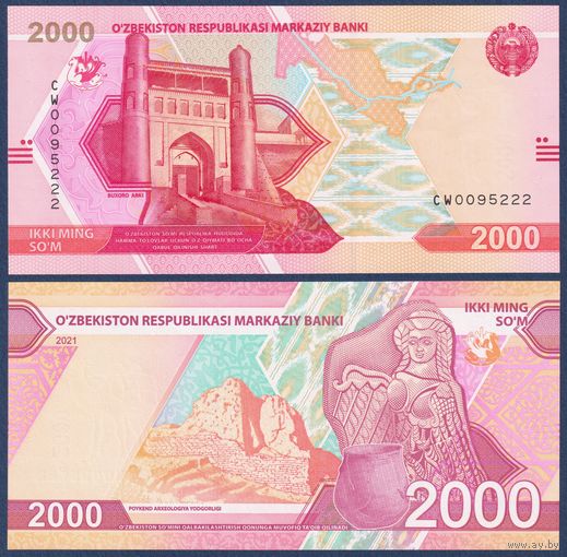 Узбекистан, 2000 сум 2021 г., P-W87 (CW, цитадель Арк в Бухаре), UNC