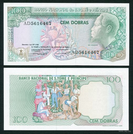 Сан Томе и Принсипи 100 добра образца 1989 года UNC p60 серия AD