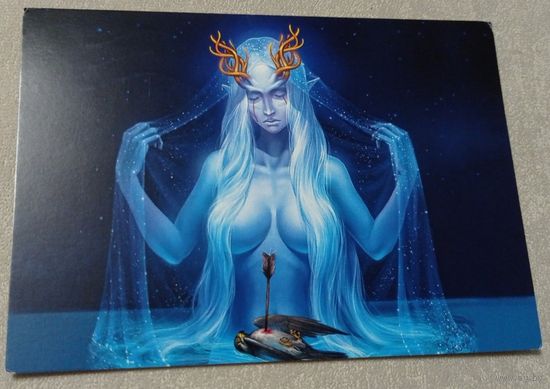 Посткроссинг. Открытка Русалка (10х15). Прошла почту. Художественные марки, чёткий штемпель.