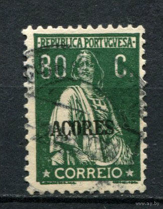 Португальские колонии - Азорские острова - 1930/1931 - Надпечатка ACORES на марках Португалии. Жница 80С - [Mi.331] - 1 марка. Гашеная.  (Лот 114AU)