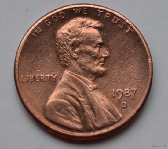 США, 1 цент  1987 г. D