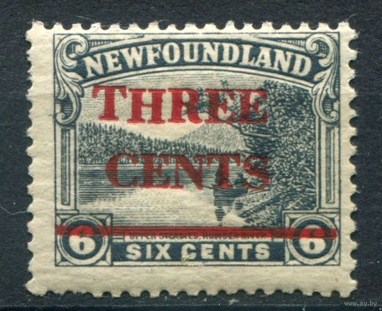 Британские колонии - Ньюфаундленд - 1929г. - побережье, надпечатка three cents - 1 марка - полная серия, MLH [Mi 144]. #3-WB-94-A-1