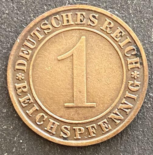 Монета 1 пфенниг 1929 год. Веймарская республика.