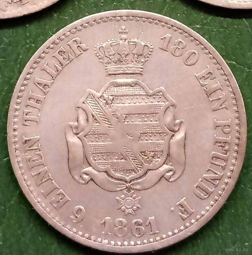 Саксония 1/6 талера 1861. Иоганн. Состояние!