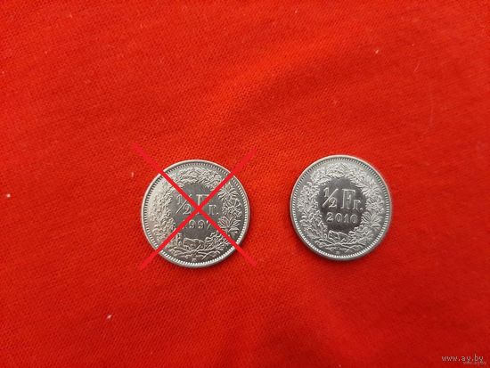 1/2 франка 2010 год Швейцария