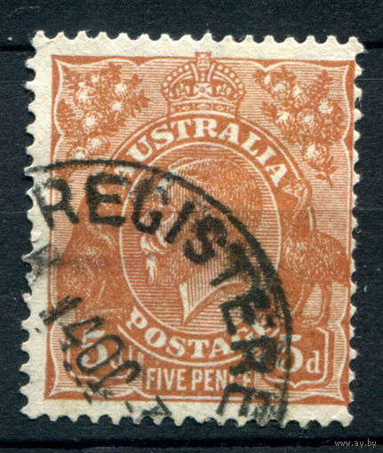 Австралия - 1926г. - король Георг V, перфорация 13 1/2:12 1/2, 5 P - 1 марка - гашёная [Mi 78]. #3-WB-81-C-2