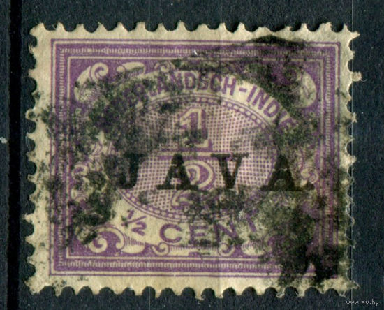 Нидерландская Индия - 1908г. - надпечатка Java на 1/2 с - 1 марка - гашёная [Mi 61]. #3-WB-83-A-1