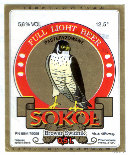 Этикетка пива Сокол Польша Ф982