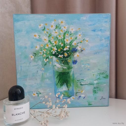 Картина "Ромашки в стакане" Демеш Т.М.