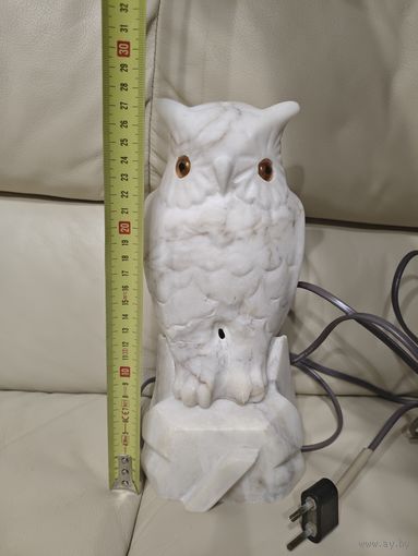 Большой мраморный светильник (ночник) сова, СССР 1950-60 года