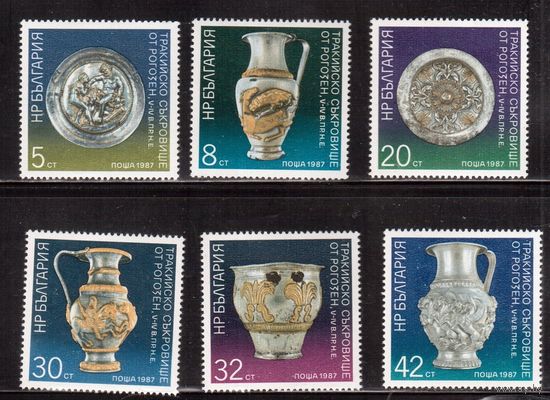Болгария-1987, (Мих.3553-3558) , **   , Тракийские сокровища (полная серия)