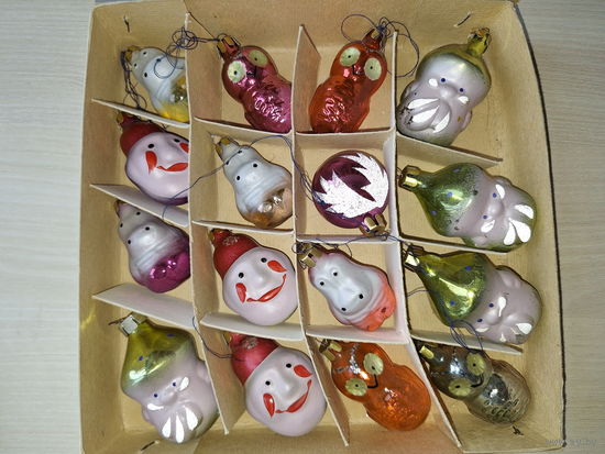 Набор елочных игрушек - клоуны бегемотики совы лесовички