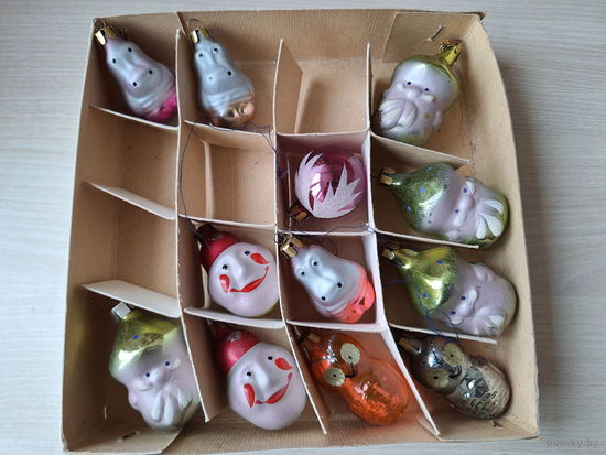 Набор елочных игрушек - клоуны бегемотики совы лесовички