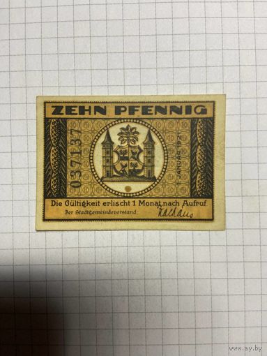 Нотгельд 10 пфеннигов 1921 год. -2712
