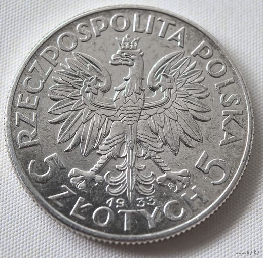 5 злотых 1933 год.  СОСТОЯНИЕ!!! три точки на КОРОНЕ!!!