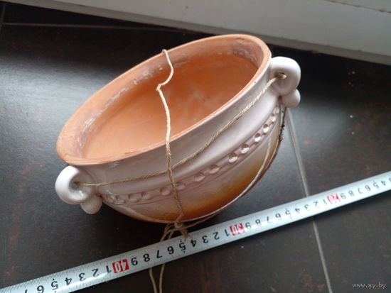 Кашло, ваза, горошок, глина, старинный 16Х11 см