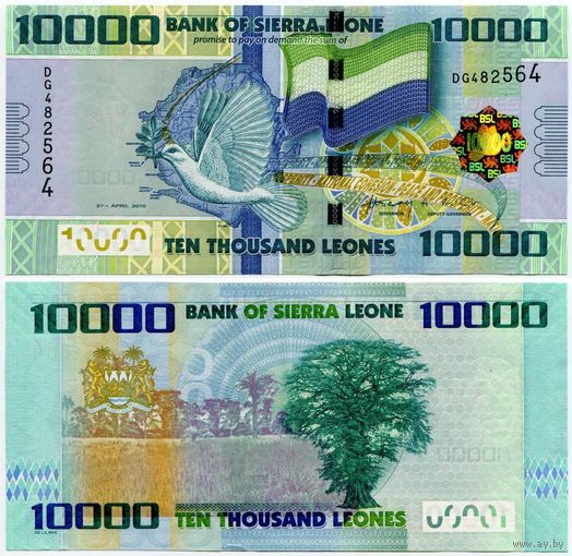 Сьерра Леоне. 10000 леоне (образца 2010 года, P33, UNC)