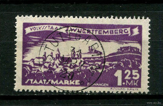 Германские земли - Вюртемберг - 1920 - г. Эльванген 1,25 Мк - [Mi.279] - 1 марка. Гашеная с оригинальным клеем.  (LOT L11)