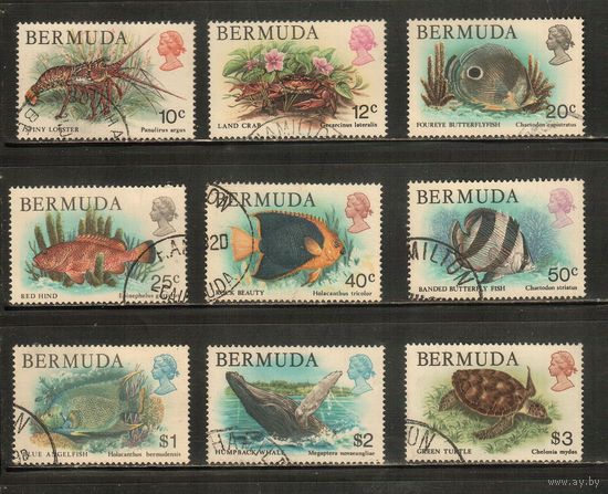 Бермуды-1978(Мих.355-367) , ** , Морская  Фауна,  Рыбы, Раки, Черепаха