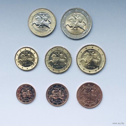 Литва набор монет евро (8 штук), 2015-2017 [UNC] из ролла