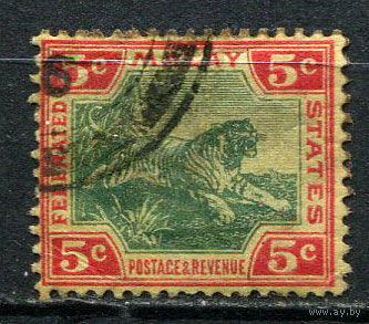Малайская Федерация - 1901/1904 - Тигр 5С - [Mi.18] - 1 марка. Гашеная.  (LOT Df23)