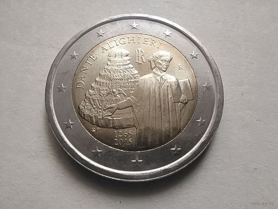2 ЕВРО, ИТАЛИЯ (750 лет со дня рождения Данте Алигьери) UNC тираж 3 500 000