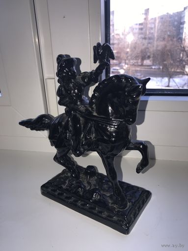 Статуэтка всадник с птицей на коне. Силумин. СССР