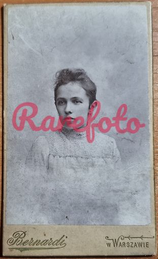 1890 Визит-портрет девушка типажи ретро старое фотограф Бернарди Варшава