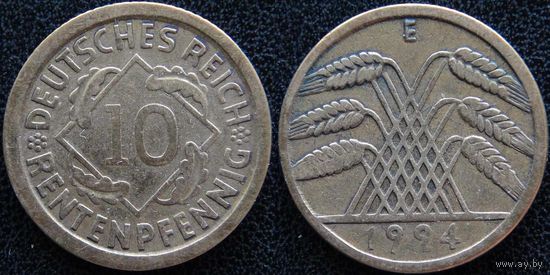 YS: Германия, 10 рентенпфеннигов 1924E, KM# 33