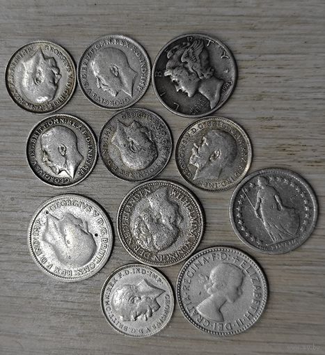 Старенькие серебряные монеты. Лот. Состояние