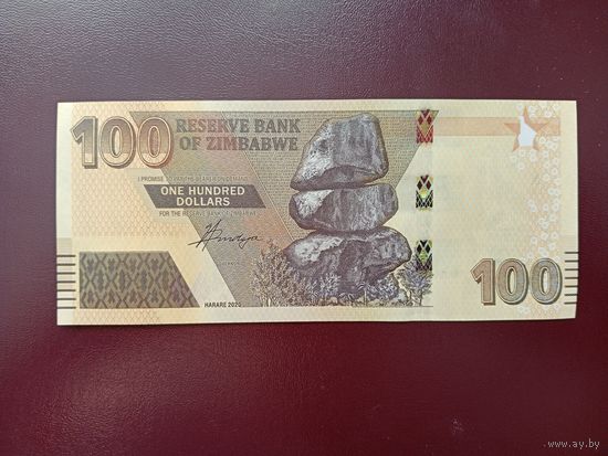 Зимбабве 100 долларов 2020 UNC