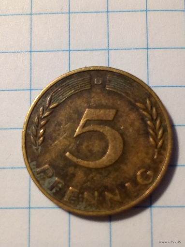 5 пфеннигов Германия 1950 D