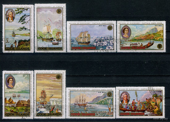 Острова Кука - 1968г. - 200 лет первой экспедиции Кука - 8 марок - полная серия, гашёные [Mi 193-200]. #3-WB-94-KB-1